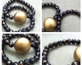 Black & Gold Beaded Bracelets - Set of 2