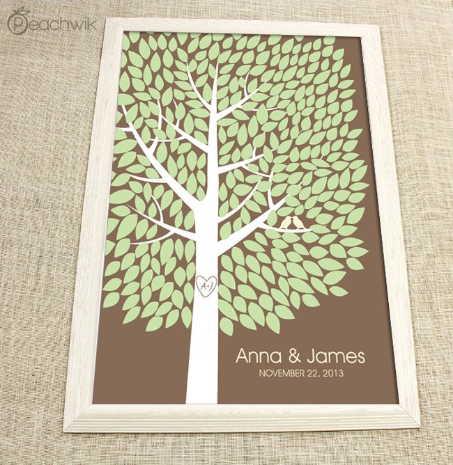 Unique Wedding Guest Book - The Wishwik Tree - A Peachwik Interactive Art Print - 300 guest sign in