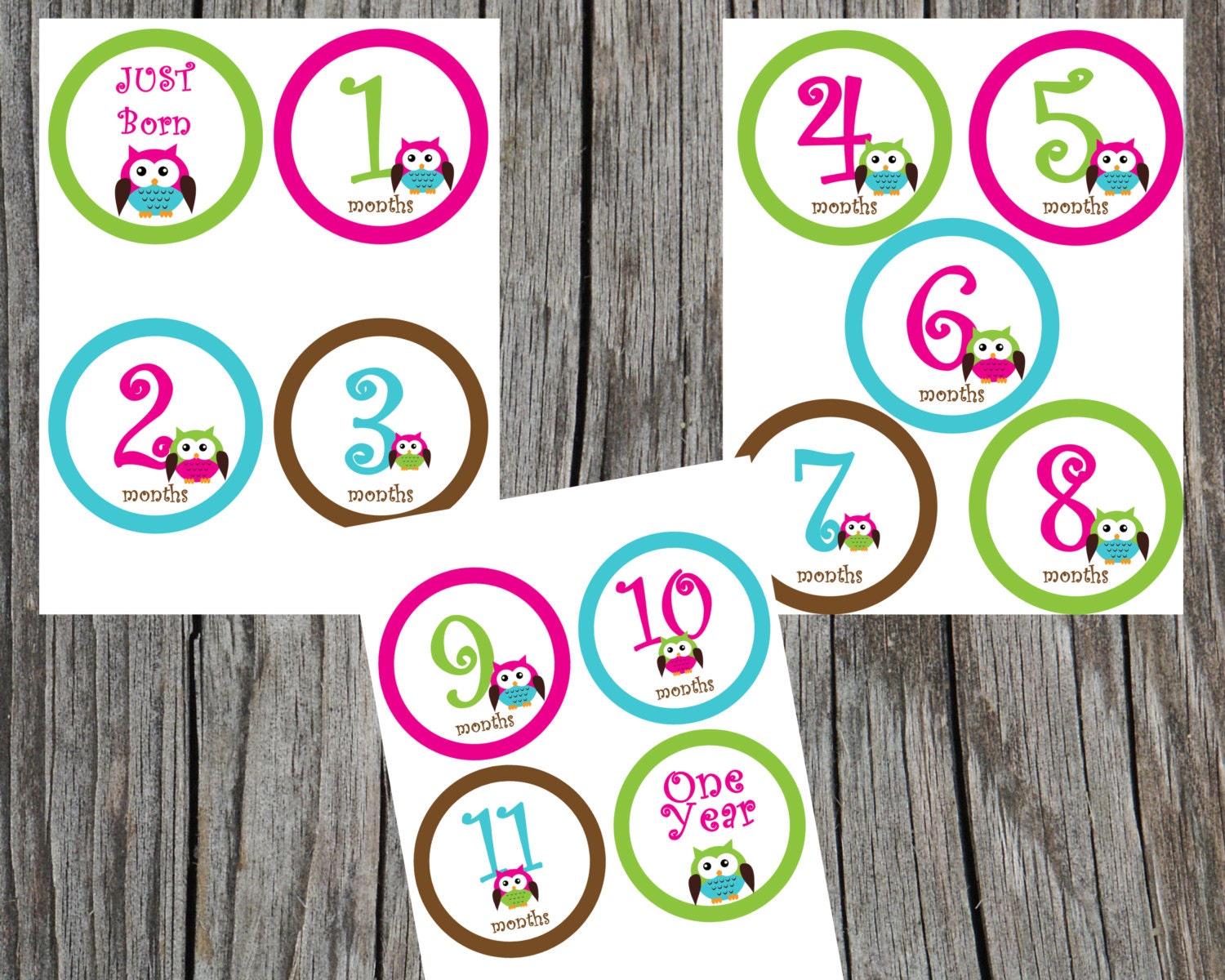 Printable Owl Onesie Stickers. Monthly Stickers for baby Il_570xn