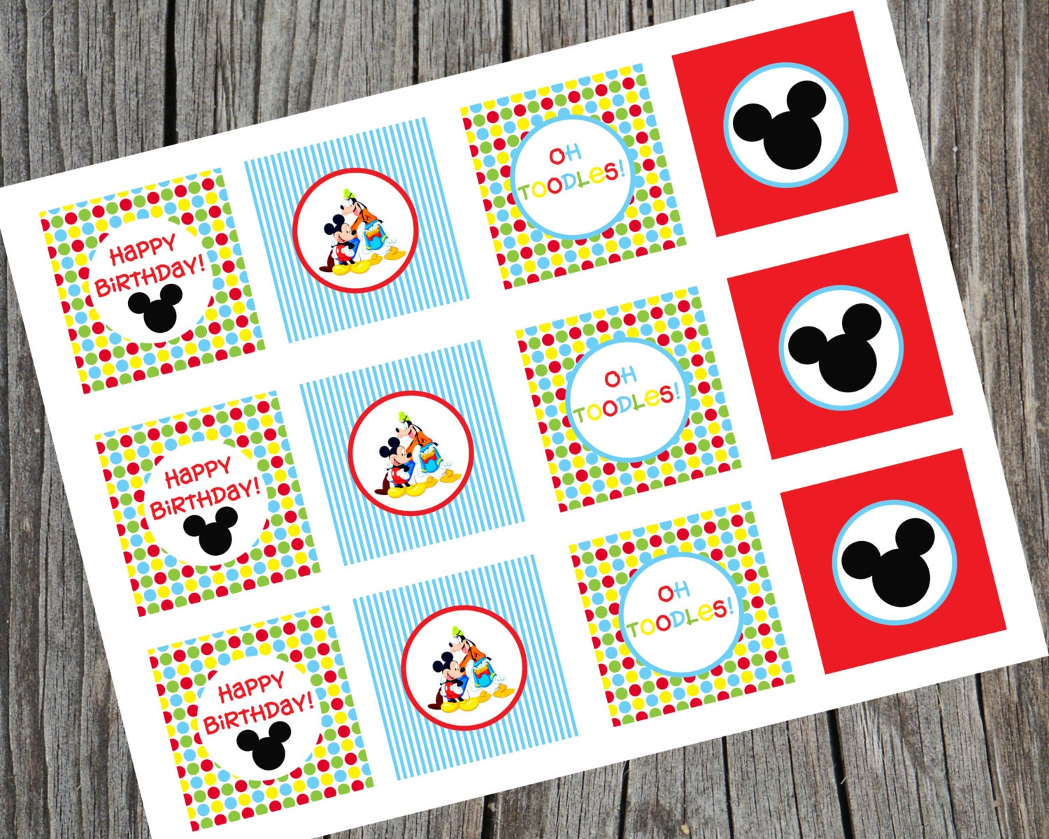 Ready to Email Printable Mickey Mouse Cupcake toppers. Mickey Mouse Clubhouse Birthday Party Cupcake Toppers. Il_570xn
