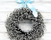 SPRING ANTIQUE WHITE Berry Wreath-Summer Door Decor-Summer Wedding -Custom Weddings-Scented Vanilla Sugar-Custom Choose Scent and Ribbon