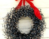 COUNTRY BLUE & WHITE Door Wreath-Summer Wreath-Patriotic Wreath-Blue-July 4th Home Decor-Scented Vanilla Sugar-Choose Scent and Ribbon