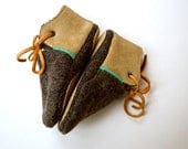 Modern Jake wool and leather baby and toddler shoes with non-slip suede sole