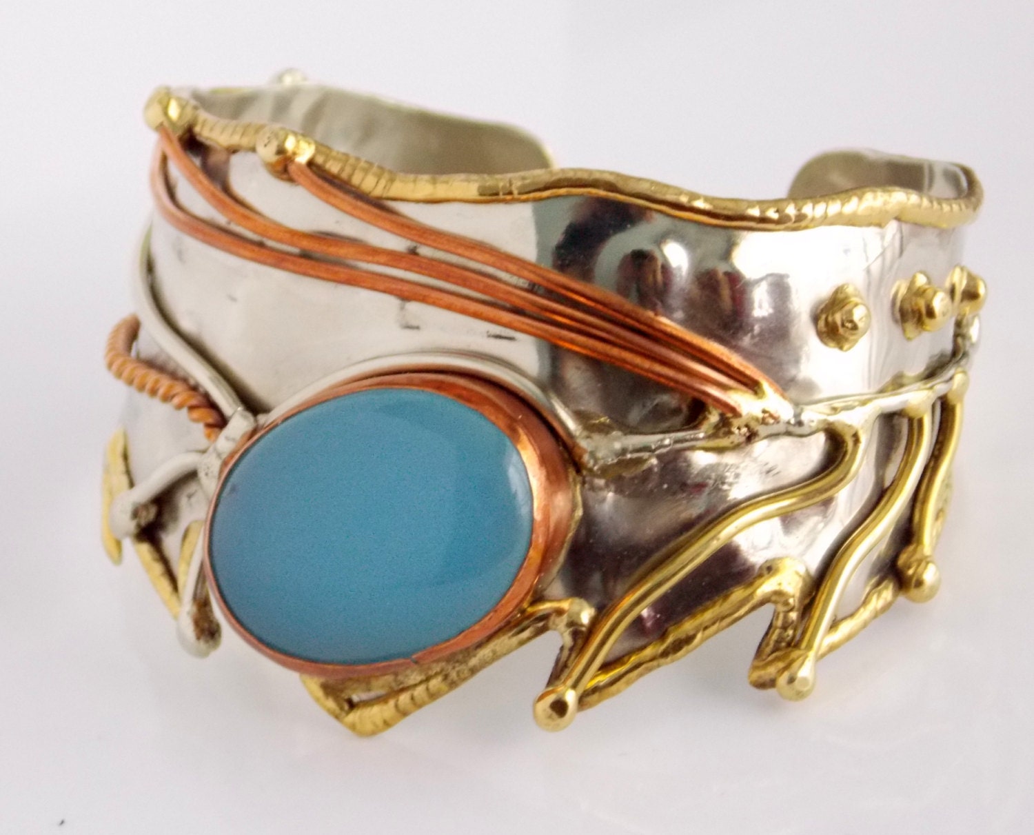 Vintage Mixed Metals Modernist Cuff Bracelet