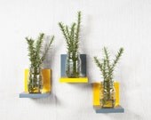 Simple Shelf - Wall Storage - Bookshelves - Floating Shelf - Set of 3 - Two Tone Paint, Fun Color, Yellow and Gray