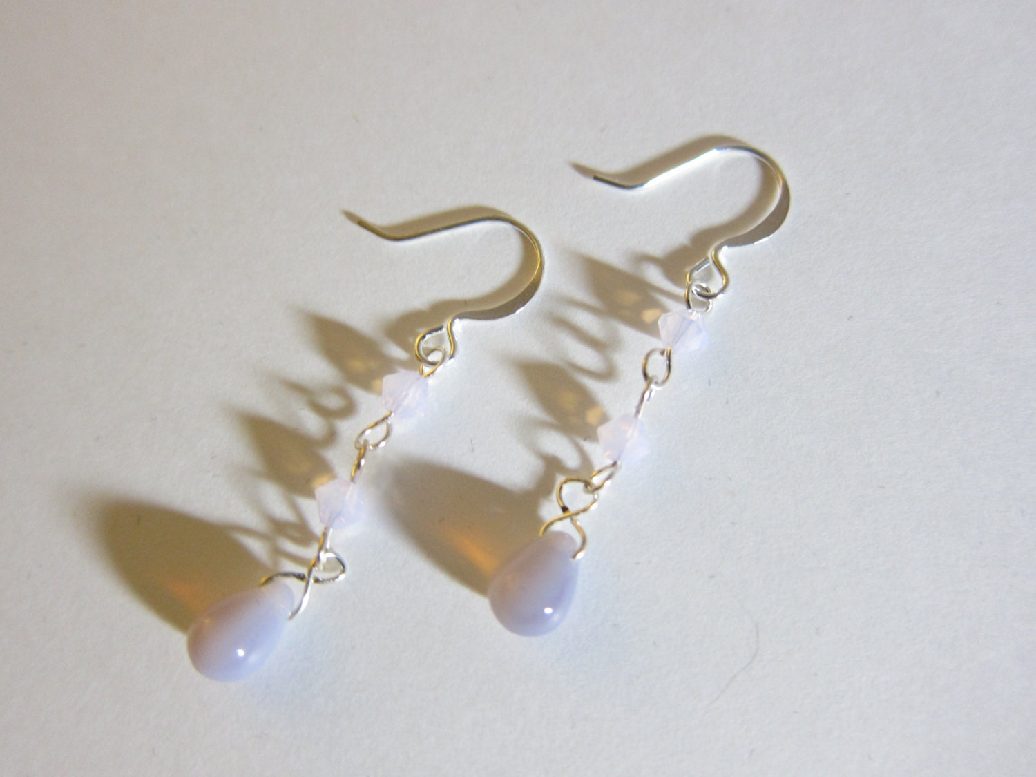 Swarovski Crystal Violet Opal Amethyst Teardrop Dangle Earrings