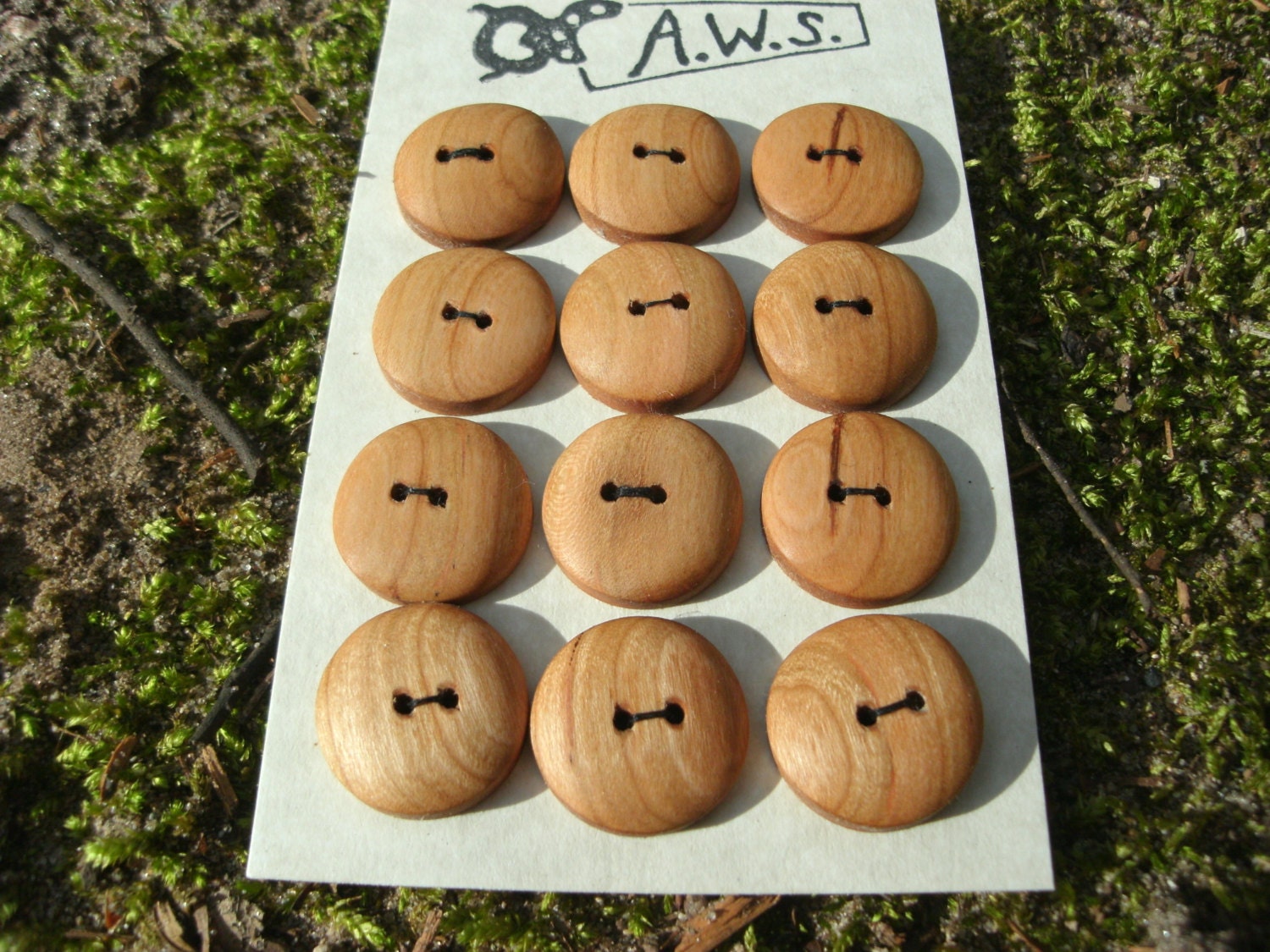 12 Cherry Wood Buttons 3/4 Inch
