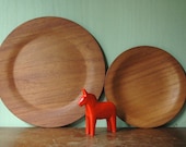 Danish Modern Teak Tray Set -  Staved Teak Display Plates