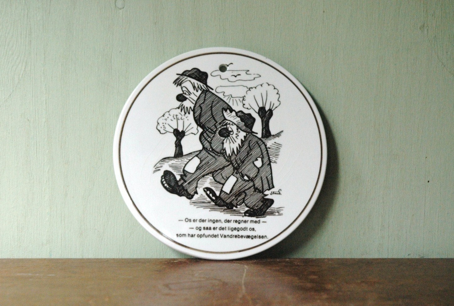 Danish Modern Storm P Comic Wall Hanging By Knabstrup Denmark - Danish Modern Trivet / Wall Plaque
