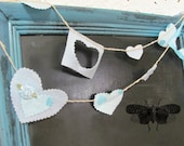 Baby Blue Heart Felt Banner,Shabby Chic, Spring, For Kids, Children,Home and Cottage Decor, Nursery,Children's Room, Gifts for Kids