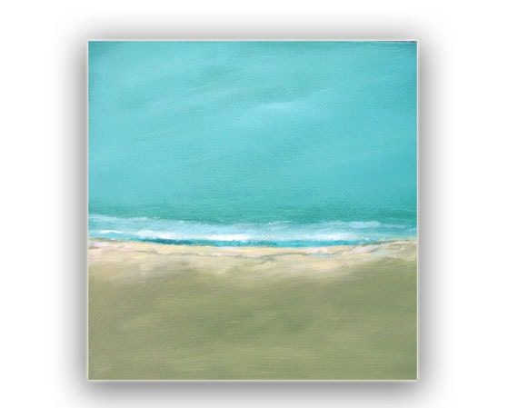 Painting Acrylic Original, Evening Waves Abstract Seascape- 20" x 20" Free Shipping