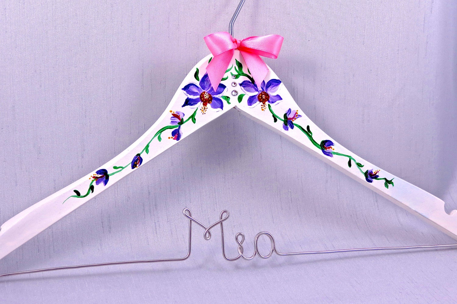 Wedding Dress Hanger, Hand Painted Flower Hanger, Personalized Bride Hanger, Name Hanger, Custom Handmade Gift