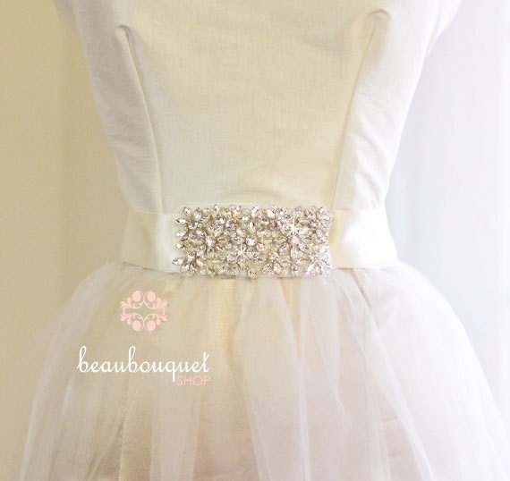 Swarovski Bridal Sash  Bridal Beaded Rhinestone Sash Wedding Sash