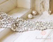 Crystal Bridal Sash Rhinestone Bridal Beaded Crystal Rhinestone Sash Wedding Sash 17"