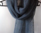 Asphalt Gray Linen Scarf Shawl Wrap Stole Light, Transparent