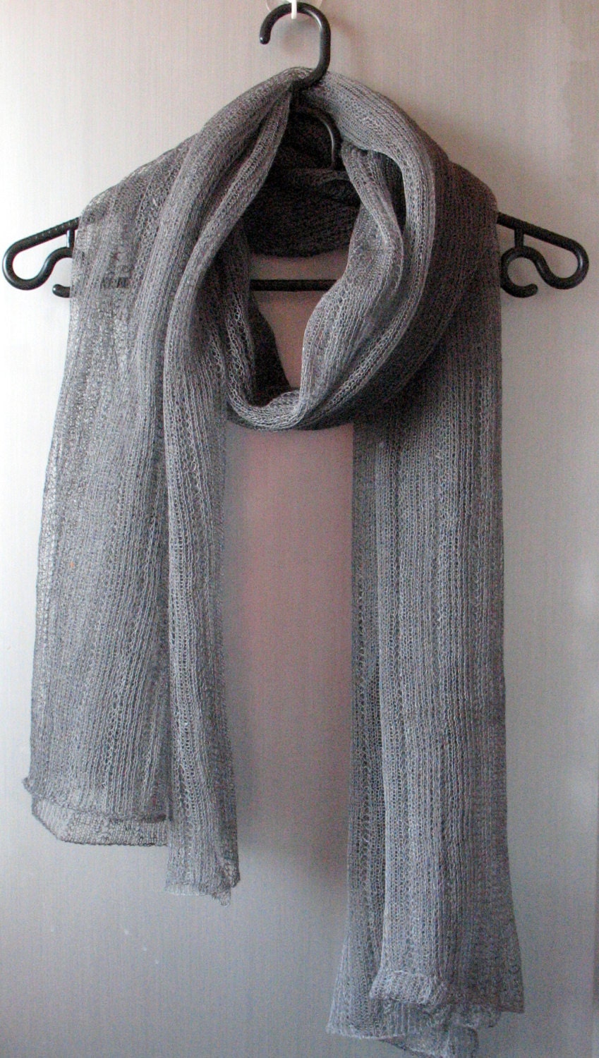 Linen Scarf Shawl Wrap Stole Dark Gray, Light, Transparent