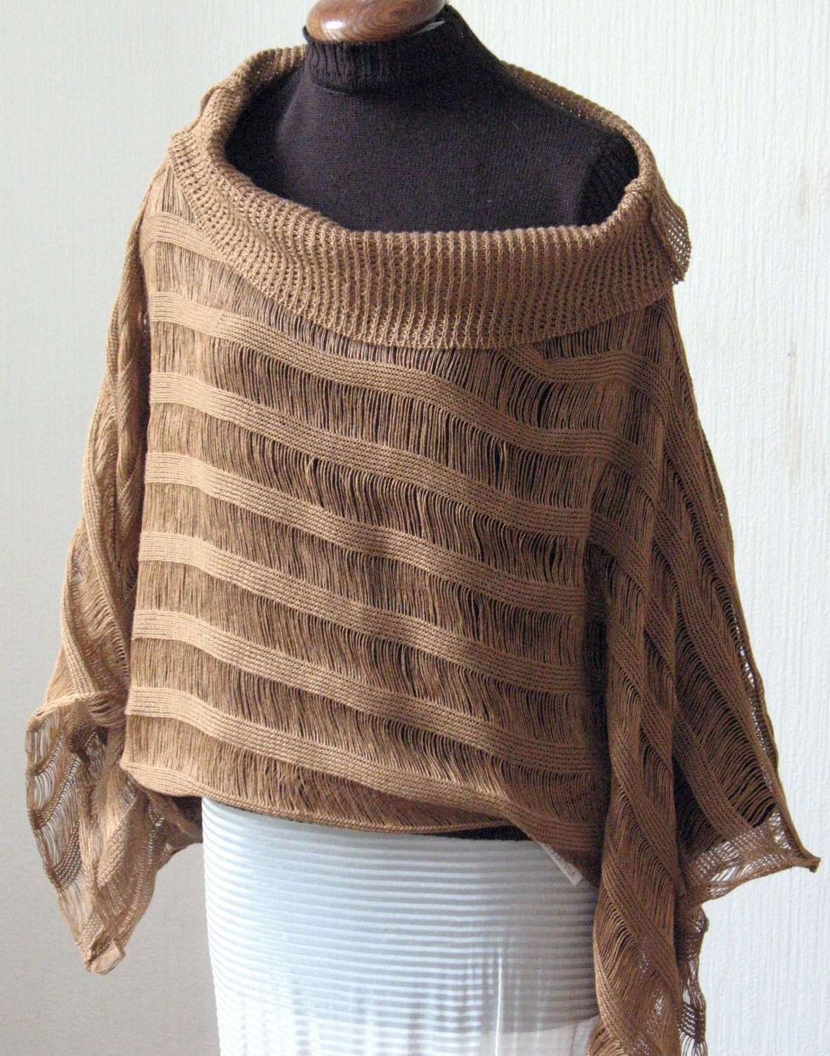 Linen Top Tunic Sweater Clothing Brown Women plus size mothers Day knitted and Lace