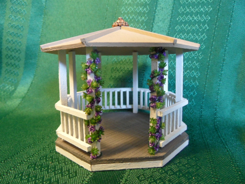 Miniature Gazebo for Dollhouse. Quarter Scale.  Handmade. Basswood. Not from a Kit. One of a Kind.