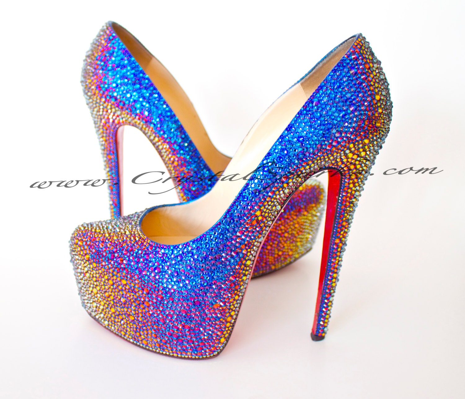 Authentic Christian Louboutin Daffodile Daffodil Shoes made with Swarovski Crystal SZ 36