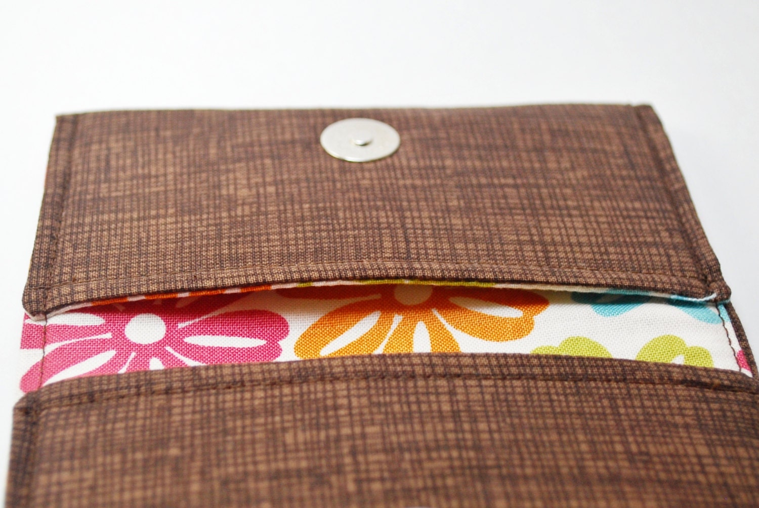 Business Card Holder, Fox Applique Wallet, Credit Card Case, Woodland Animals, Orange, Brown