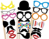 Best Party Photo Booth Props Set  - 20 Piece Mustache  On a Stick Wedding Party Props - Photobooth Prop