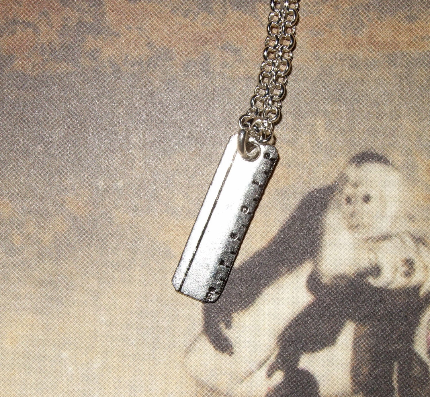 Ruler Necklace Metal Rule Charm Pendant Gift for Teacher Simple Everyday Jewelry