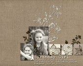 Custom Digital Photo Card - Birthday Invitation - Natural Linen