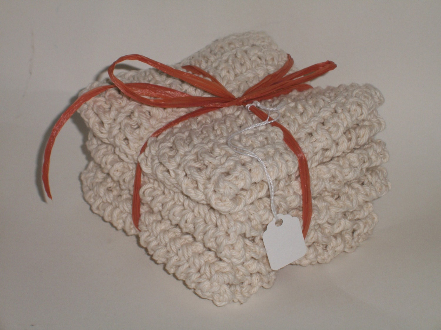Set of 3 Handmade Crochet Dish / Wash Cloths 100 % cotton 8"x8"