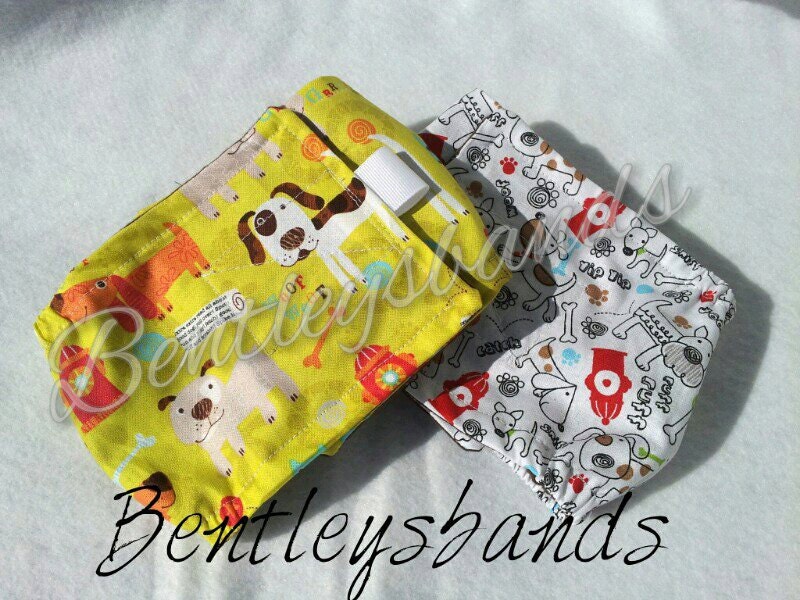 Dogs and More Dogs Set of  2 U pick size  male dog diapers belly bands with elastic sides