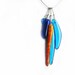 Blue and orange glossy glass pendant necklace with stainless steel Droplett