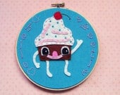 Felt and Embroidered Cupcake Sweetie Hoop Wall Art  7" by Sew Jenaissance