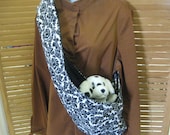 PICK fabric pet sling dog cat bunny ferret carrier  for any small pet  XXS TO 4XL Lined   free clip