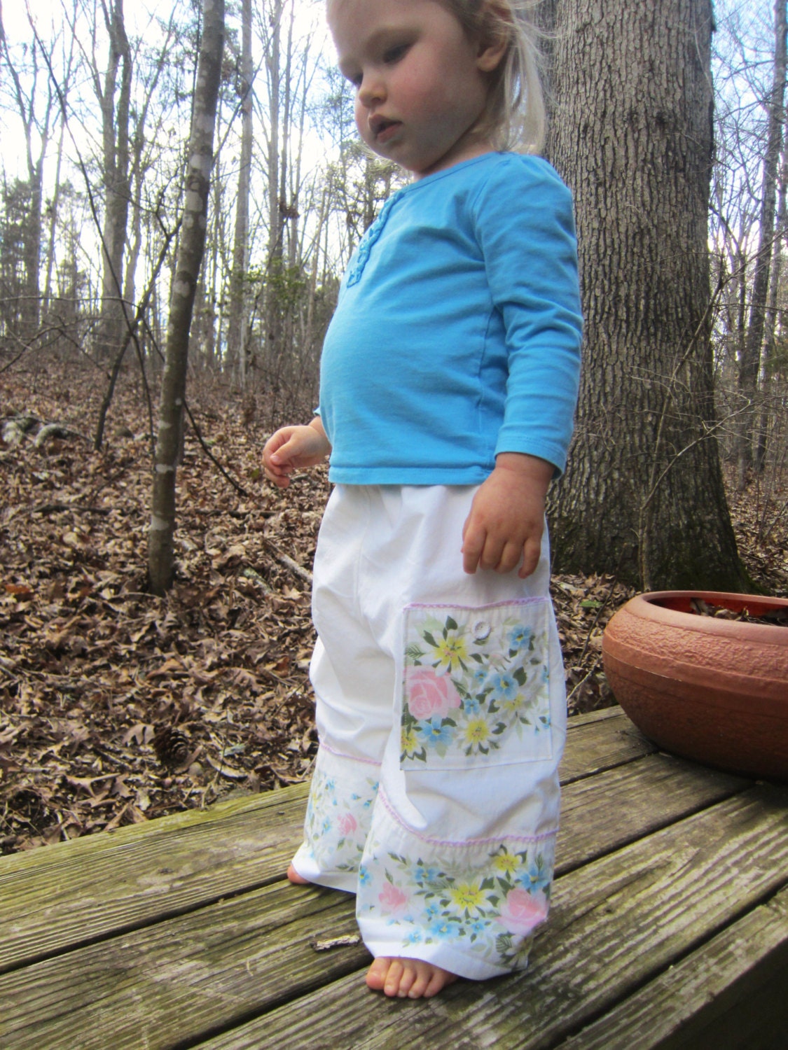 Springtime Vintage sheet pants for toddler girl 18-24 month
