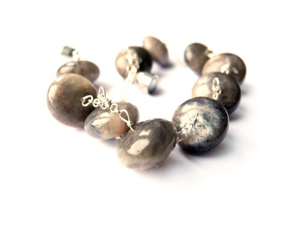 Etched Agate Bracelet - Sterling Silver Bracelet - Coffee Chocolate Latte - Woodland Earth Tones Bracelet - Natural Organic Tribal
