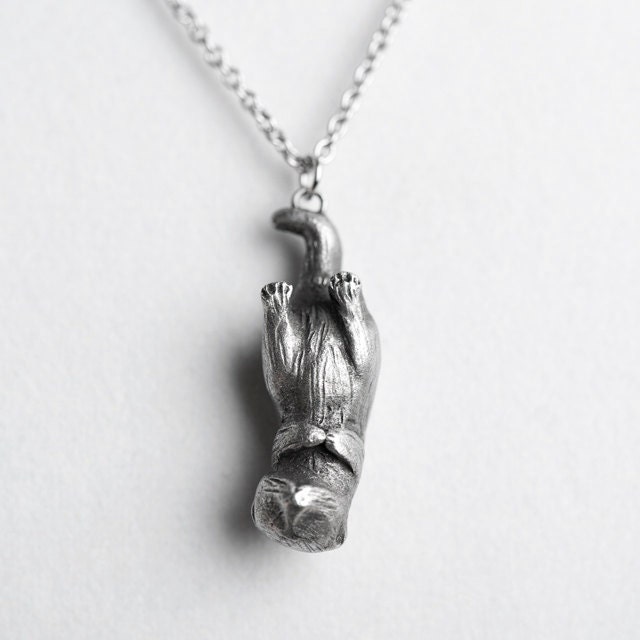 Sea Otter Necklace  January February Birth Totem Jewelry  Aquarius