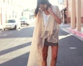 tan ivory polka dot sheer long kimono oversized shrug cape
