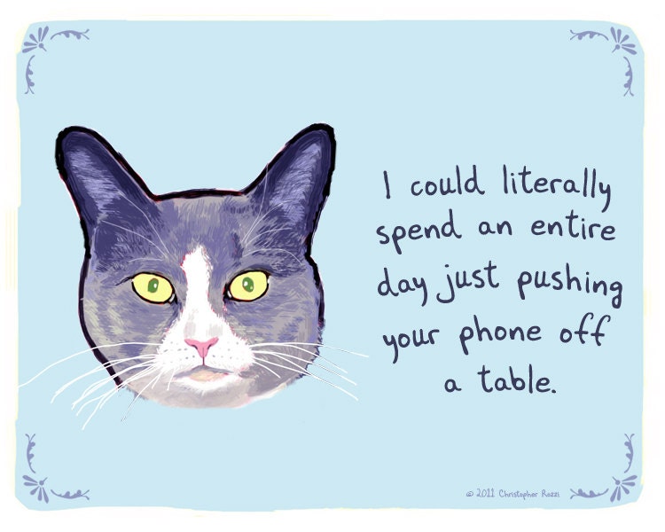 Cat 5x7 Print of Original Painting with phrase