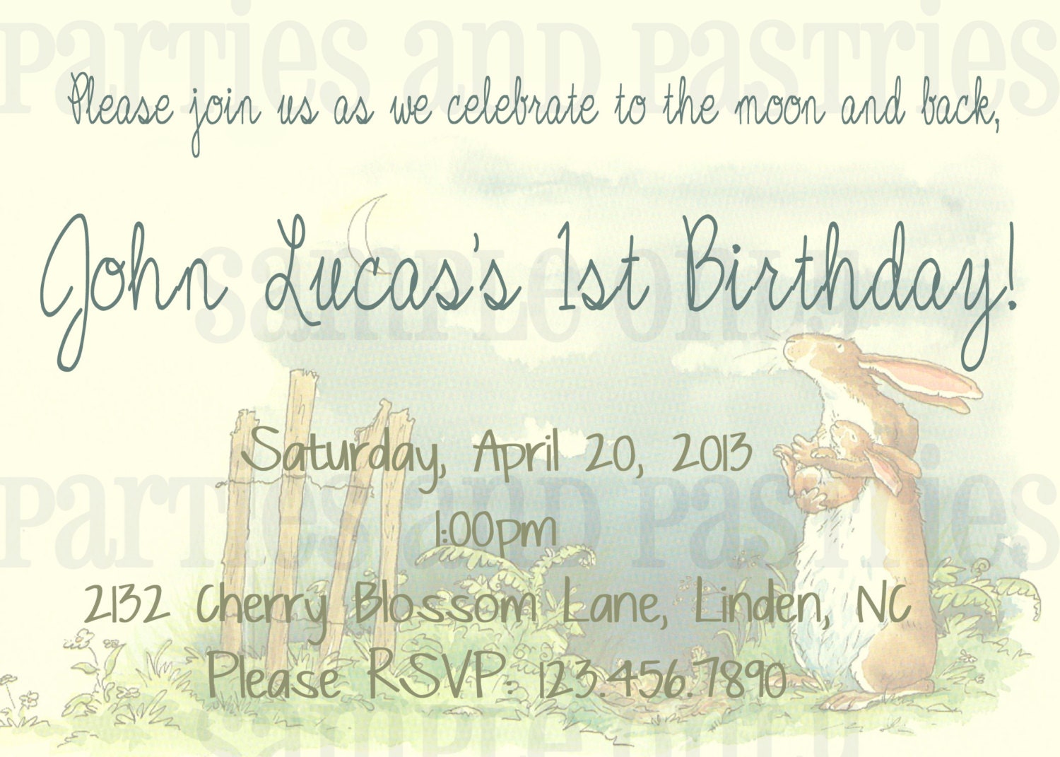 Guess How Much I Love You Birthday or Shower Invitation and Party Decorations