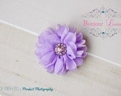 Baby Flower Clip - Purple Chiffon Clip - Lavender - Pastel - Easter Flower - Spring Hair Flower - Shabby Flower
