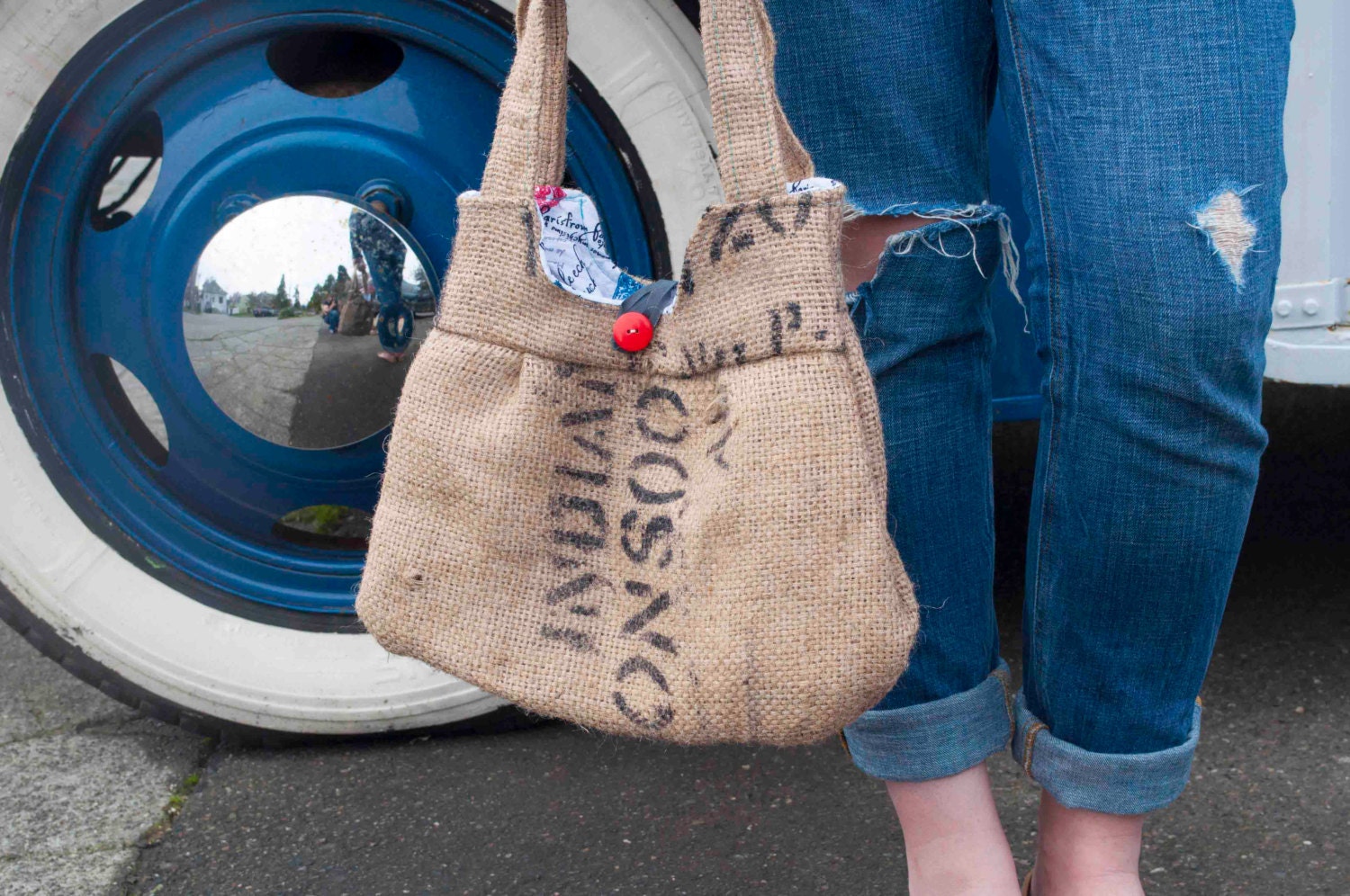 French Burlap Shoulder Bag