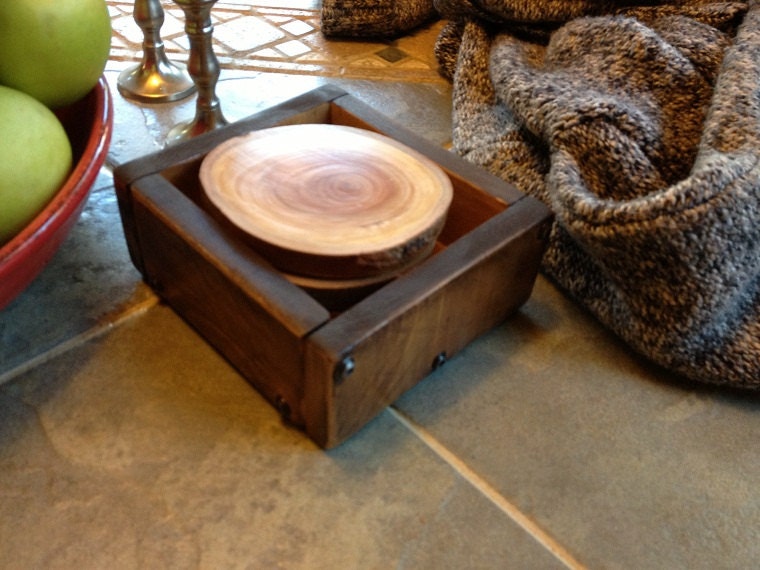 Rustic Woodworking Set of 4 Natural Coasters Handmade Wood Box Furniture Portection Free Shipping