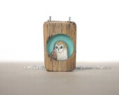 Summer Owl- Recycled Wood turquoise Necklace - Summer Sale from Iamabird