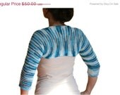 ON SALE Striped Blue Shrug - Chic Elegant  Bolero - Spring Fall Winter Fashion - Women Accessories -  Wedding Accessories