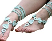 ON SALE Mint Green Heart Shape Crochet Sandals -  Summer Fashion - Women Teens Accessories -