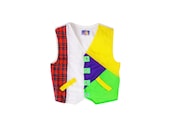 Extreme 80s Plaid Versus Neon Nylon Vest - XS