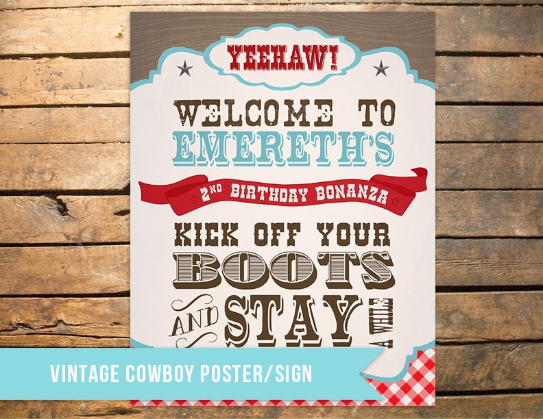 Vintage Cowboy Party Sign Il_170x135