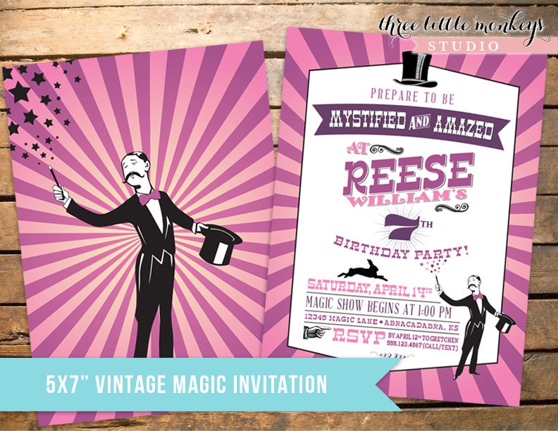 Vintage Magic Birthday Invitation PLUS Thank You Notes Il_170x135