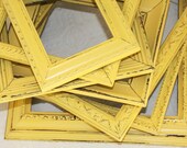 Yellow Hand Painted  Shabby Chic Vintage Distressed Frame Set