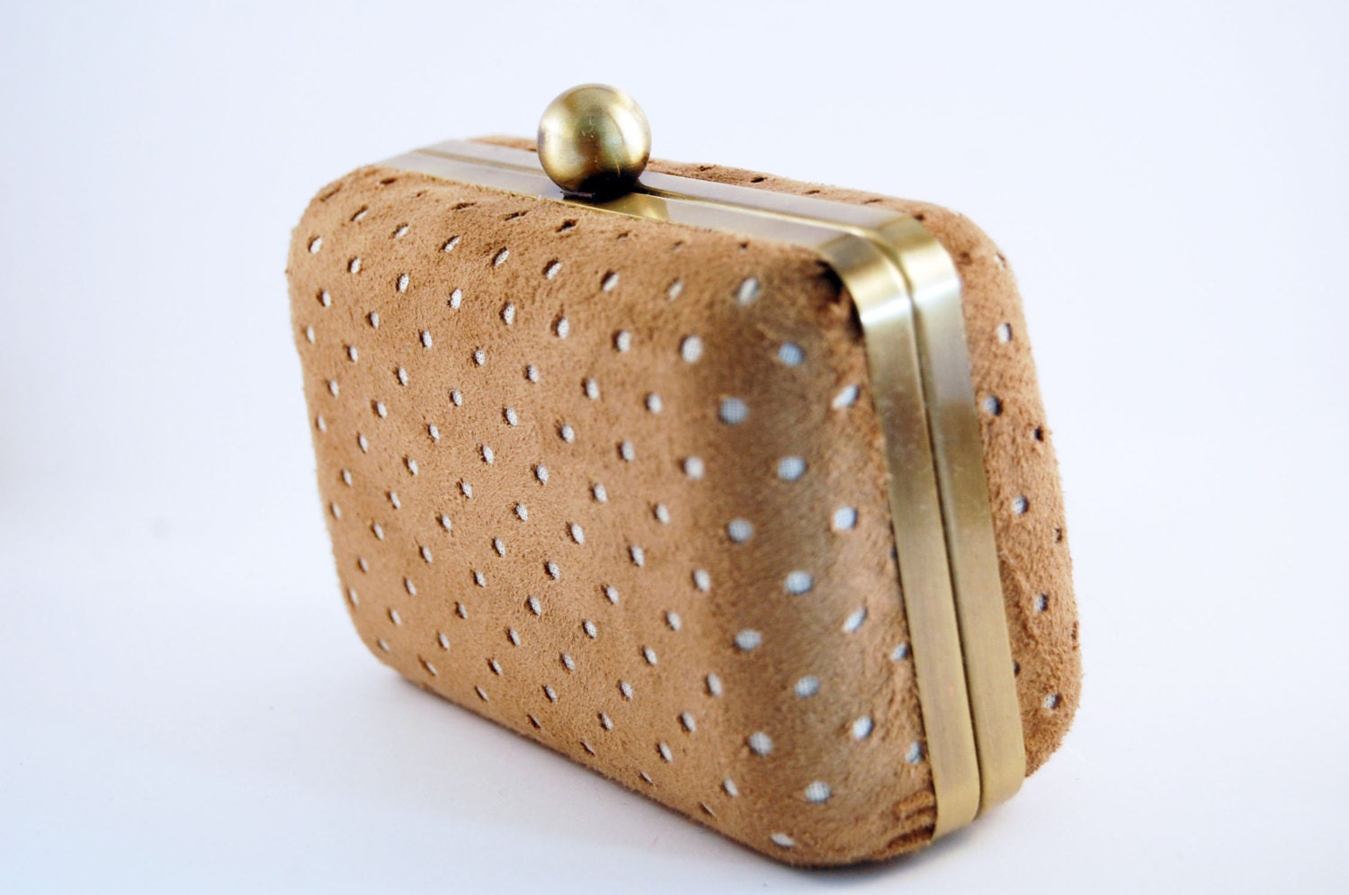 THANDIE // Laser Cut // Light brown / Taupe // Box Clutch