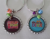 Summer Beach themed Bottle Cap Keychain